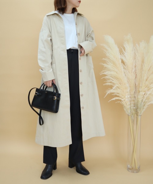 slowmelly（スローメリー）の「ステンカラーコート（ステンカラーコート・レディース・ライトベージュ/ブラック/ベージュ・FREE）」の17枚目の写真