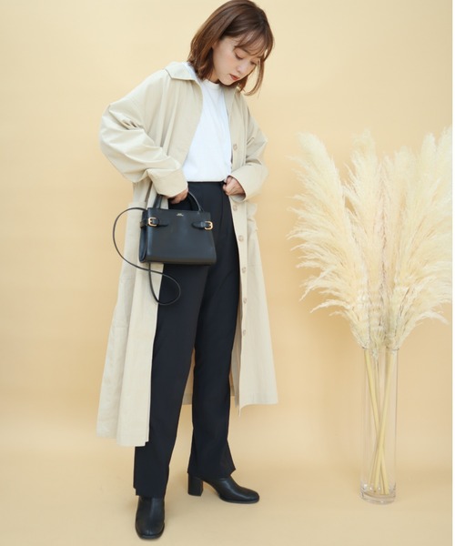 slowmelly（スローメリー）の「ステンカラーコート（ステンカラーコート・レディース・ライトベージュ/ブラック/ベージュ・FREE）」の18枚目の写真