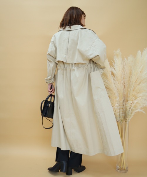 slowmelly（スローメリー）の「ステンカラーコート（ステンカラーコート・レディース・ライトベージュ/ブラック/ベージュ・FREE）」の5枚目の写真