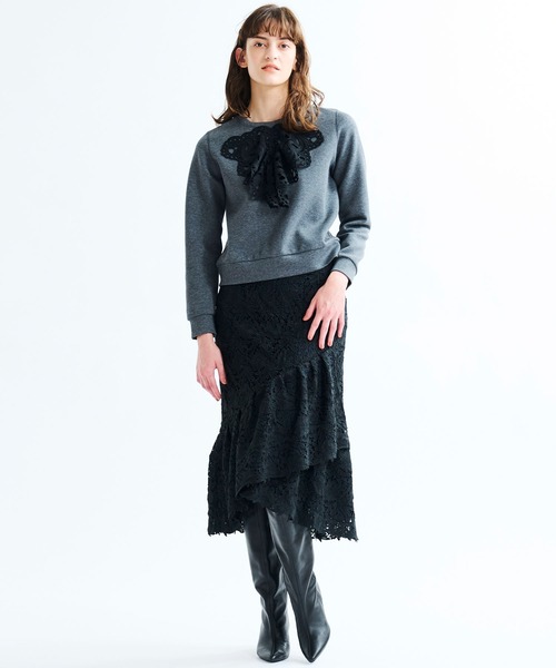 LANVIN en Bleu（ランバンオンブルー）の「【セットアップ対応商品】レーススカート（スカート・レディース・オフホワイト/ブラック・38）」の5枚目の写真