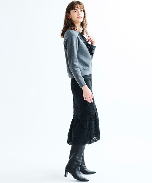 LANVIN en Bleu（ランバンオンブルー）の「【セットアップ対応商品】レーススカート（スカート・レディース・オフホワイト/ブラック・38）」の6枚目の写真