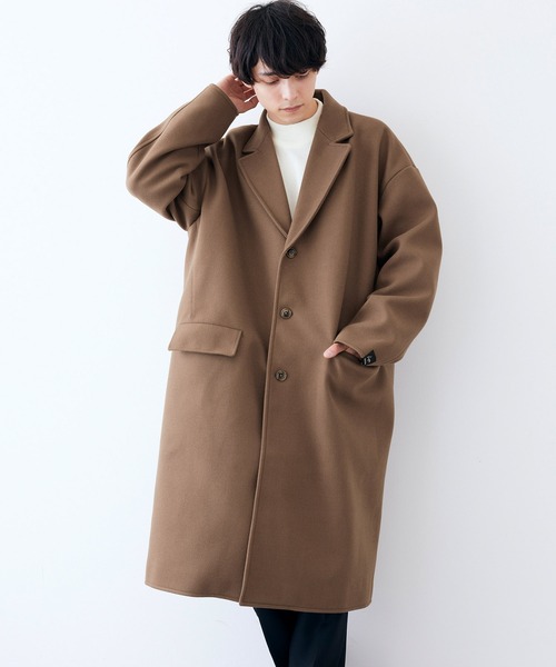 Kappa(カッパ)の「kappa / カッパ 別注 オーバーサイズ ロングメルトンチェスターコート(チェスターコート・メンズ・ブラック/ベージュ/ダークネイビー・L/M)」の5枚目の写真