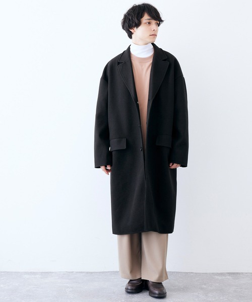 Kappa(カッパ)の「kappa / カッパ 別注 オーバーサイズ ロングメルトンチェスターコート(チェスターコート・メンズ・ブラック/ベージュ/ダークネイビー・L/M)」の15枚目の写真