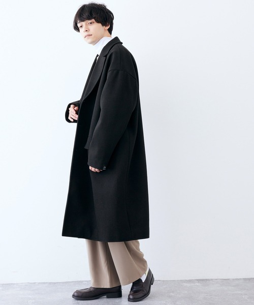 Kappa(カッパ)の「kappa / カッパ 別注 オーバーサイズ ロングメルトンチェスターコート(チェスターコート・メンズ・ブラック/ベージュ/ダークネイビー・L/M)」の16枚目の写真