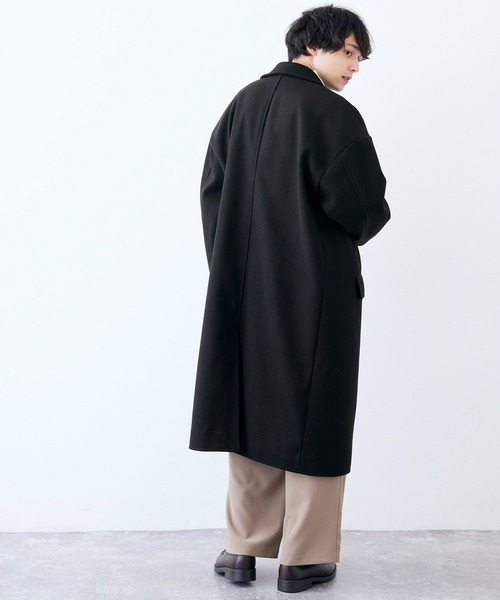 Kappa(カッパ)の「kappa / カッパ 別注 オーバーサイズ ロングメルトンチェスターコート(チェスターコート・メンズ・ブラック/ベージュ/ダークネイビー・L/M)」の17枚目の写真
