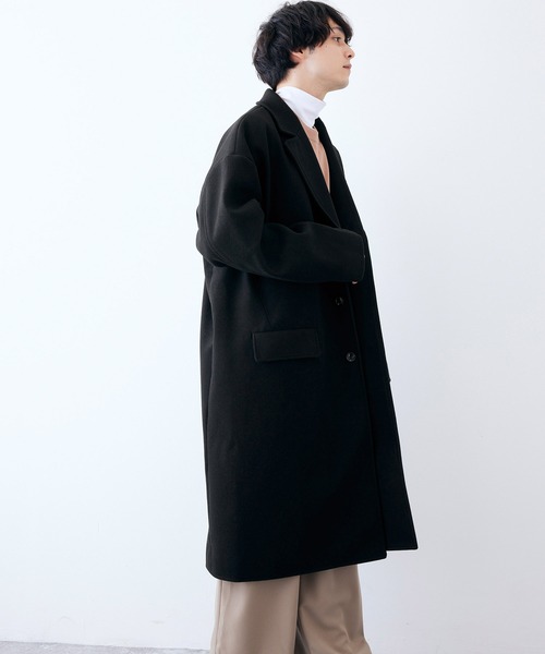 Kappa(カッパ)の「kappa / カッパ 別注 オーバーサイズ ロングメルトンチェスターコート(チェスターコート・メンズ・ブラック/ベージュ/ダークネイビー・L/M)」の19枚目の写真
