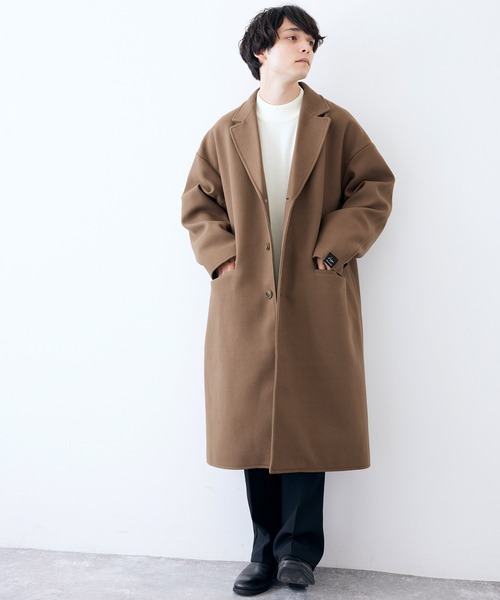 Kappa(カッパ)の「kappa / カッパ 別注 オーバーサイズ ロングメルトンチェスターコート(チェスターコート・メンズ・ブラック/ベージュ/ダークネイビー・L/M)」の22枚目の写真