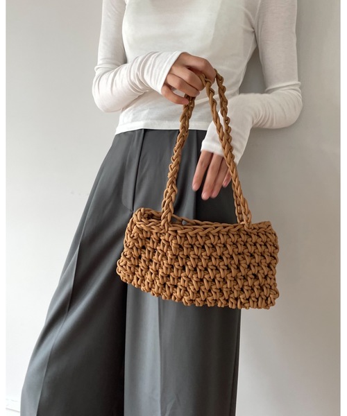Didot.showroom（ディドット ショールーム）の「【HAND MADE】 crochet bag（ハンドバッグ・レディース・パープル/ブラウン/グリーン/キャメル・FREE）」の4枚目の写真