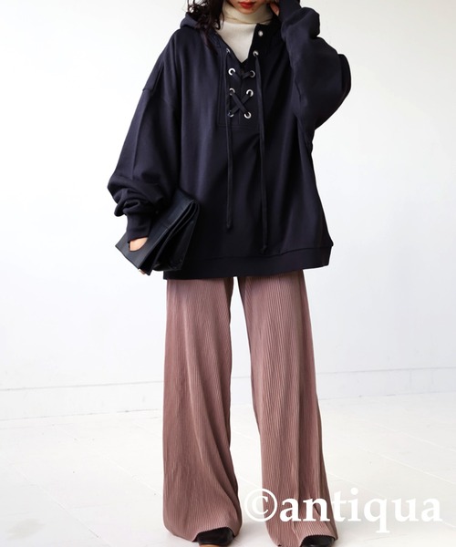 antiqua(アンティカ)の「セルフカットできる!細プリーツパンツ(その他パンツ・レディース・ベージュ系その他/グリーン/パープル/ホワイト系その他/ブラック・FREE)」の13枚目の写真