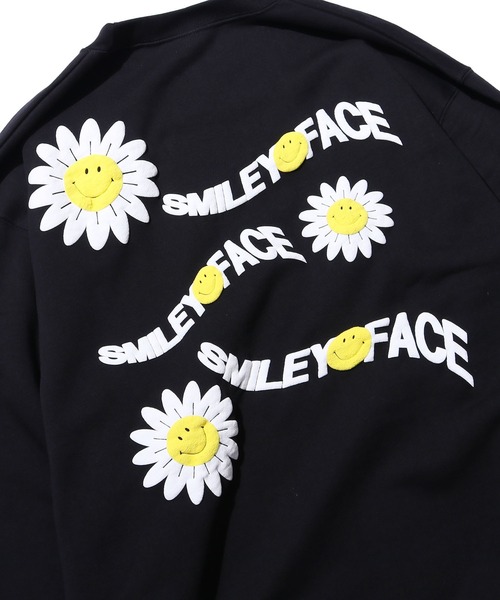 ROOPTOKYO（ループトウキョウ）の「ROOPTOKYOオリジナル SMILEY FACE Sweat スマイリー クルーネックスウェット トレーナー ユニセックス ビッグシルエット（スウェット・メンズ・ブラック/オートミール/グリーン・M/L/XL）」の7枚目の写真