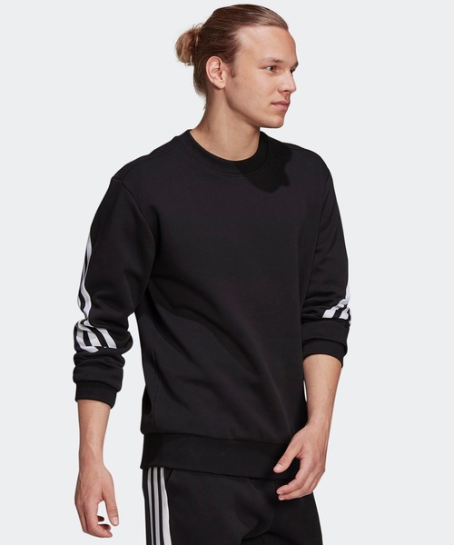 adidas(アディダス)の「アディダス スポーツウェア フューチャー アイコン スリーストライプス スウェットシャツ(スウェット・メンズ・ブラック/ヘザーグレー・SMALL/XX-LARGE/X-LARGE/XXX-LARGE/MEDIUM/LARGE)」の4枚目の写真