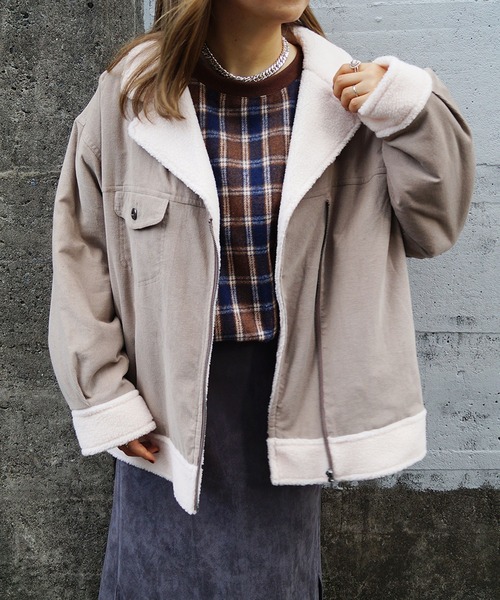 179/WG（イチナナキュウダブルジー）の「フライト風コーデュロイジャケット（その他アウター・レディース・グレー/グリーン・MEDIUM）」の4枚目の写真