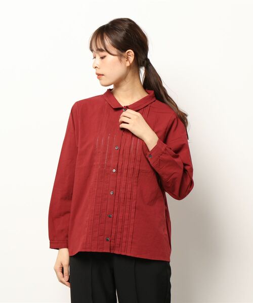 Samansa Mos2（サマンサ モスモス）の「ピコミシンタックブラウス（シャツ/ブラウス・レディース・グレー/ブラック/ボルドー/キナリ・ﾌﾘ-）」の4枚目の写真