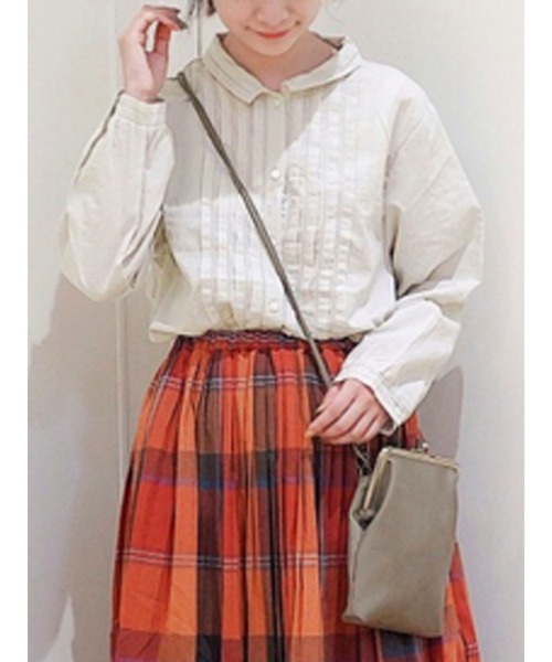 Samansa Mos2（サマンサ モスモス）の「ピコミシンタックブラウス（シャツ/ブラウス・レディース・グレー/ブラック/ボルドー/キナリ・ﾌﾘ-）」の2枚目の写真