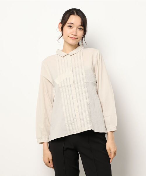 Samansa Mos2（サマンサ モスモス）の「ピコミシンタックブラウス（シャツ/ブラウス・レディース・グレー/ブラック/ボルドー/キナリ・ﾌﾘ-）」の7枚目の写真