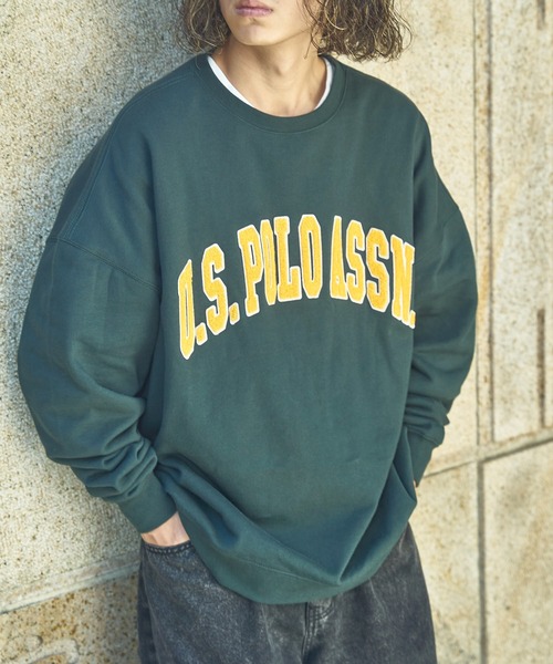 U.S. POLO ASSN.（ユーエスポロアッスン）の「【U.S. POLO ASSN./ユーエスポロアッスン】カレッジロゴサガラ刺繍クルーネックスウェット/ユニセックス/裏起毛（スウェット・メンズ・ブラック/ネイビー/ブラウン/オフホワイト/サックスブルー/グリーン/杢グレー・SMALL/MEDIUM/LARGE）」の6枚目の写真