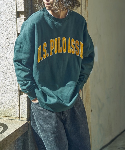 U.S. POLO ASSN.（ユーエスポロアッスン）の「【U.S. POLO ASSN./ユーエスポロアッスン】カレッジロゴサガラ刺繍クルーネックスウェット/ユニセックス/裏起毛（スウェット・メンズ・ブラック/ネイビー/ブラウン/オフホワイト/サックスブルー/グリーン/杢グレー・SMALL/MEDIUM/LARGE）」の17枚目の写真