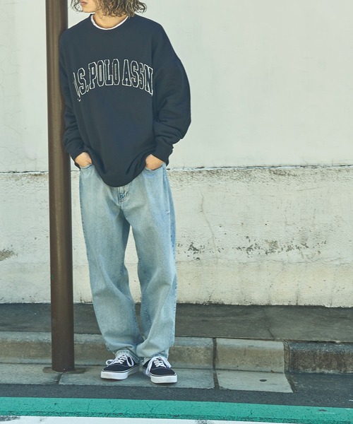 U.S. POLO ASSN.（ユーエスポロアッスン）の「【U.S. POLO ASSN./ユーエスポロアッスン】カレッジロゴサガラ刺繍クルーネックスウェット/ユニセックス/裏起毛（スウェット・メンズ・ブラック/ネイビー/ブラウン/オフホワイト/サックスブルー/グリーン/杢グレー・SMALL/MEDIUM/LARGE）」の14枚目の写真