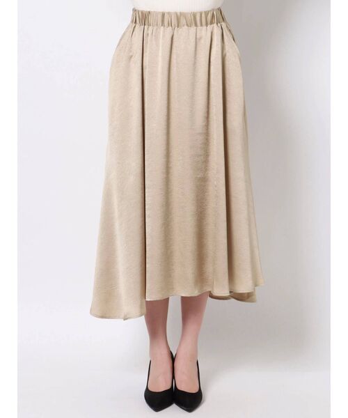 LAGUNAMOON（ラグナムーン）の「ミドル丈ニットサテンスカートSET（ワンピース・レディース・ブラック/アイボリー・FREE）」の9枚目の写真