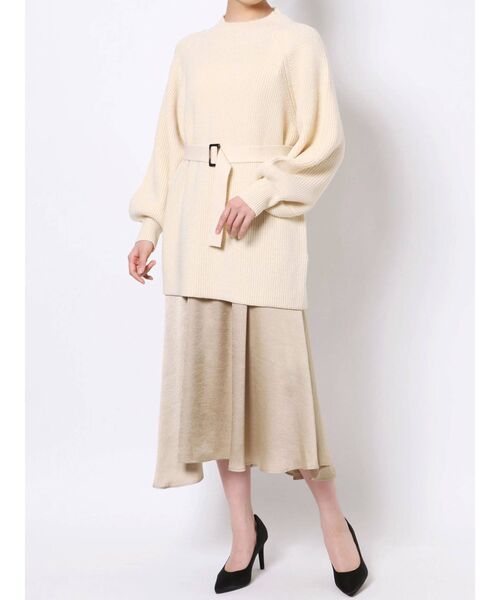 LAGUNAMOON（ラグナムーン）の「ミドル丈ニットサテンスカートSET（ワンピース・レディース・ブラック/アイボリー・FREE）」の16枚目の写真