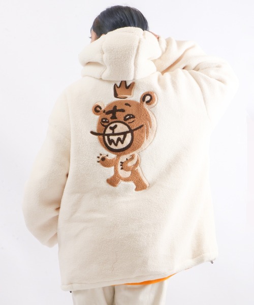 MISHKA(ミシカ)の「【MISHKA】オーバーサイズボアフリースブルゾン(ブルゾン・メンズ・ブラウン/ホワイト・M/L)」の2枚目の写真