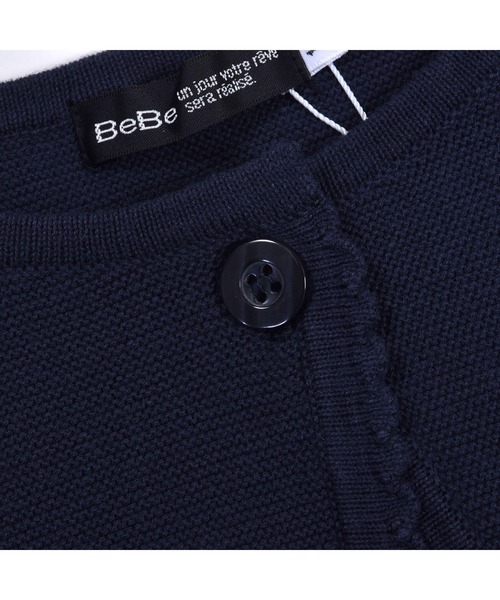 BeBe(ベベ)の「BeBe/フォーマル袖タックリボンコットンニットボレロジャケット(110~130cm)(スーツジャケット・キッズ・オフホワイト/ネイビー・130/120/110)」の6枚目の写真