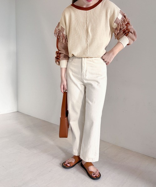 Bab(バブ)の「2WAYフリンジニットカーディガン(カーディガン/ボレロ・レディース・グリーン/アイボリー/グレイッシュベージュ・FREE)」の19枚目の写真