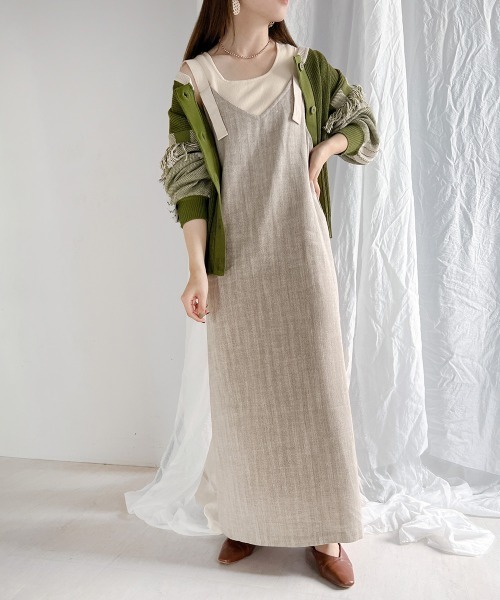 Bab(バブ)の「2WAYフリンジニットカーディガン(カーディガン/ボレロ・レディース・グリーン/アイボリー/グレイッシュベージュ・FREE)」の12枚目の写真