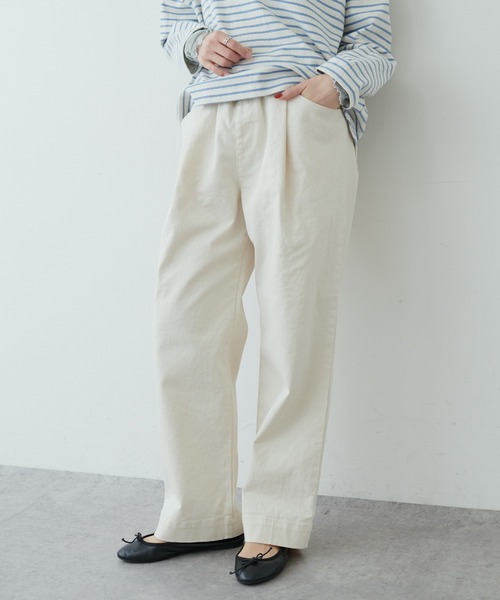 PUAL CE CIN（ピュアルセシン）の「【JAPAN】カツラギストレッチストレートパンツ（その他パンツ・レディース・ホワイト/ベージュ/ネイビー/ナチュラル・FREE）」の4枚目の写真