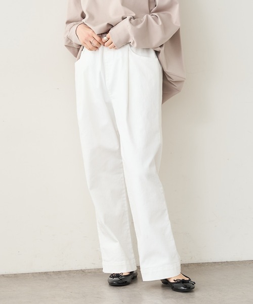 PUAL CE CIN（ピュアルセシン）の「【JAPAN】カツラギストレッチストレートパンツ（その他パンツ・レディース・ホワイト/ベージュ/ネイビー/ナチュラル・FREE）」の2枚目の写真