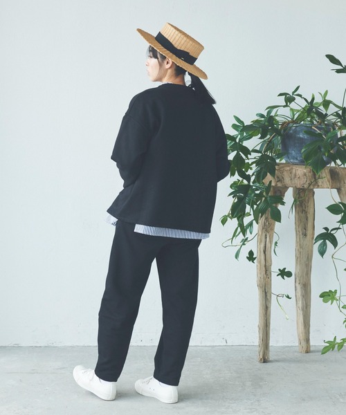 Libra Cue（リブラ キュー）の「ノーカラースウェットジャケット/セットアップ（ノーカラージャケット・レディース・ブラック/グレー・FREE）」の9枚目の写真