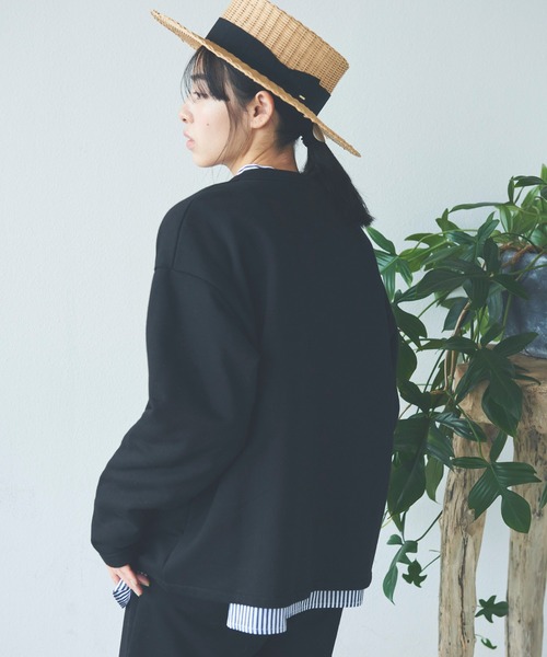 Libra Cue（リブラ キュー）の「ノーカラースウェットジャケット/セットアップ（ノーカラージャケット・レディース・ブラック/グレー・FREE）」の21枚目の写真