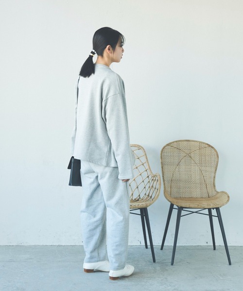 Libra Cue（リブラ キュー）の「ノーカラースウェットジャケット/セットアップ（ノーカラージャケット・レディース・ブラック/グレー・FREE）」の7枚目の写真