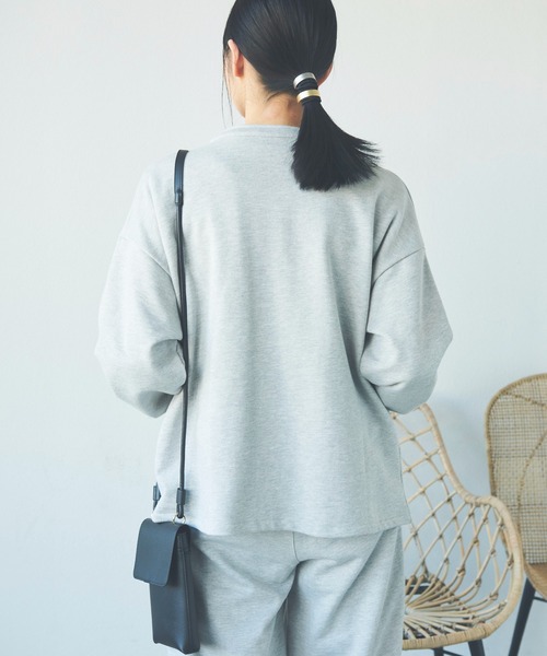 Libra Cue（リブラ キュー）の「ノーカラースウェットジャケット/セットアップ（ノーカラージャケット・レディース・ブラック/グレー・FREE）」の5枚目の写真