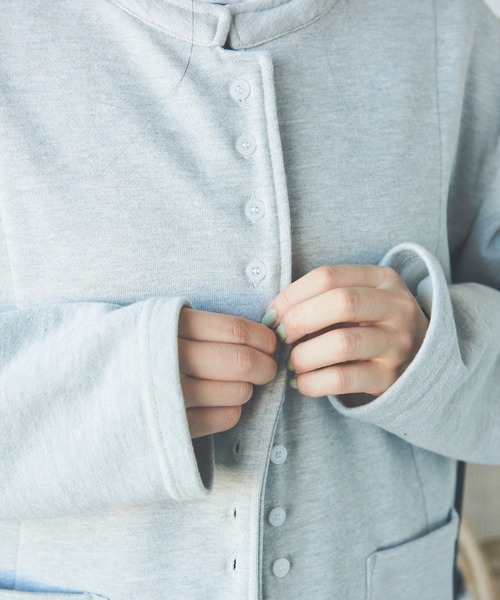 Libra Cue（リブラ キュー）の「ノーカラースウェットジャケット/セットアップ（ノーカラージャケット・レディース・ブラック/グレー・FREE）」の20枚目の写真