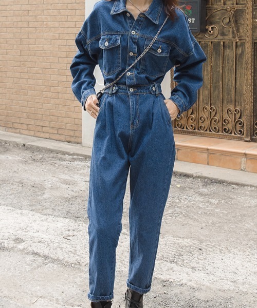 MANGROVE（マングローブ）の「デニムジャンプスーツ（つなぎ