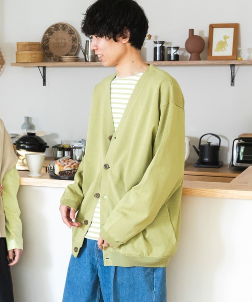 FORK&SPOON（フォークアンドスプーン）の「『ユニセックス』FORK&SPOON　Vネックカーディガン（カーディガン/ボレロ・メンズ・ブルー系その他/グリーン/アイボリー・5/4）」の6枚目の写真
