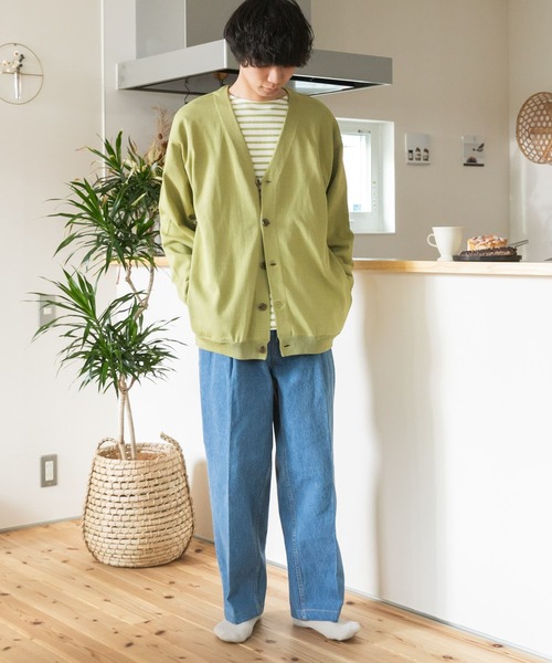 FORK&SPOON（フォークアンドスプーン）の「『ユニセックス』FORK&SPOON　Vネックカーディガン（カーディガン/ボレロ・メンズ・ブルー系その他/グリーン/アイボリー・5/4）」の7枚目の写真