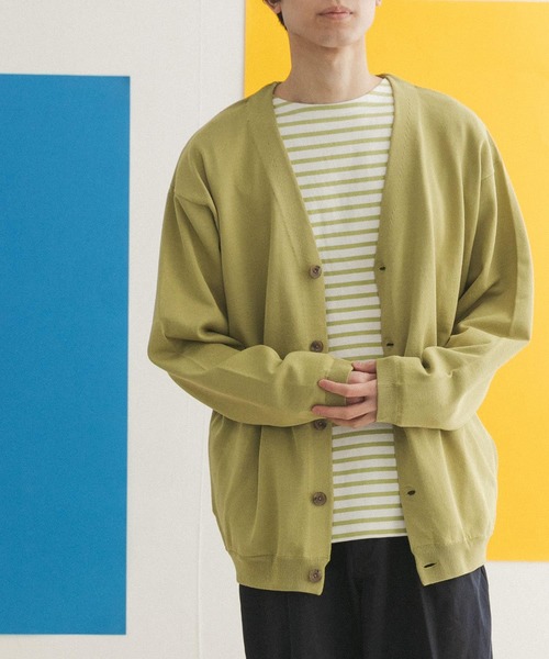 FORK&SPOON（フォークアンドスプーン）の「『ユニセックス』FORK&SPOON　Vネックカーディガン（カーディガン/ボレロ・メンズ・ブルー系その他/グリーン/アイボリー・5/4）」の9枚目の写真