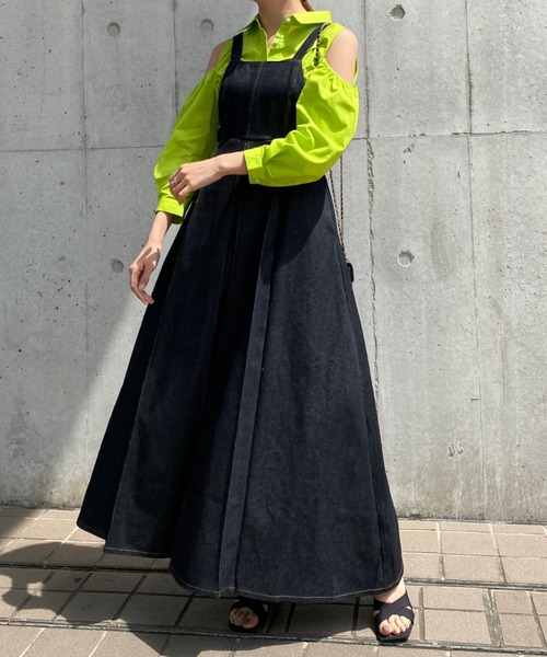 Ezick（エジック）の「デニムステッチロングワンピース（ワンピース・レディース・ホワイト/ブラック・FREE）」の18枚目の写真