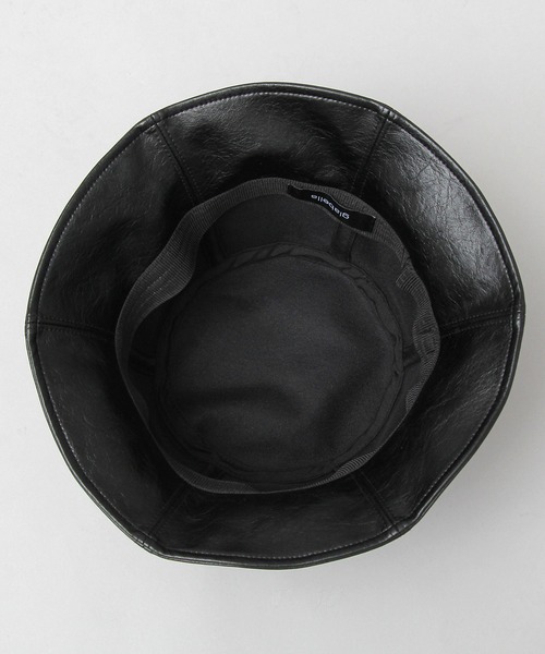 glabella（グラベラ）の「ヴィンテージレザー風 フェイクレザー チューリップハット / 深め（ハット・レディース・ブラック・FREE）」の4枚目の写真