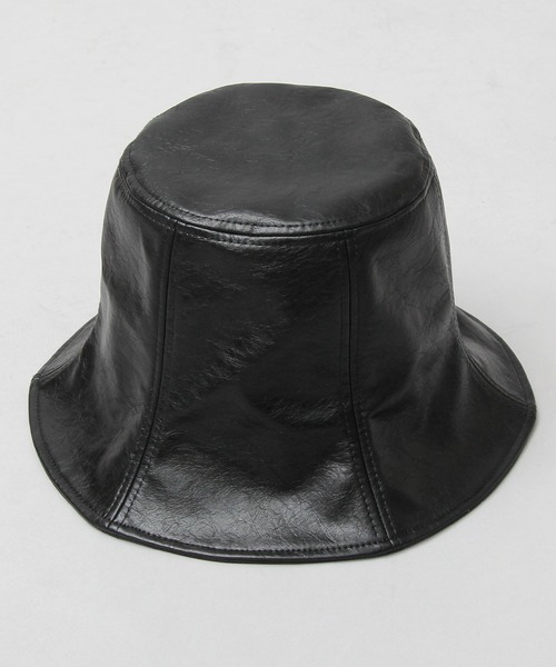 glabella（グラベラ）の「ヴィンテージレザー風 フェイクレザー チューリップハット / 深め（ハット・レディース・ブラック・FREE）」の2枚目の写真