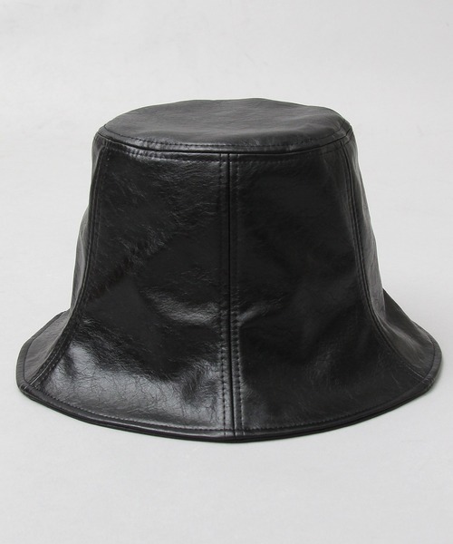glabella（グラベラ）の「ヴィンテージレザー風 フェイクレザー チューリップハット / 深め（ハット・レディース・ブラック・FREE）」の3枚目の写真