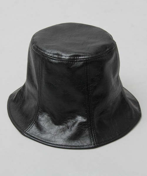 glabella（グラベラ）の「ヴィンテージレザー風 フェイクレザー チューリップハット / 深め（ハット・レディース・ブラック・FREE）」の5枚目の写真