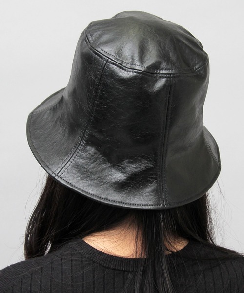 glabella（グラベラ）の「ヴィンテージレザー風 フェイクレザー チューリップハット / 深め（ハット・レディース・ブラック・FREE）」の8枚目の写真