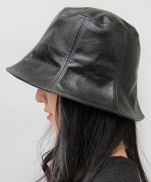glabella（グラベラ）の「ヴィンテージレザー風 フェイクレザー チューリップハット / 深め（ハット・レディース・ブラック・FREE）」の13枚目の写真