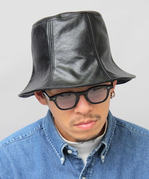 glabella（グラベラ）の「ヴィンテージレザー風 フェイクレザー チューリップハット / 深め（ハット・レディース・ブラック・FREE）」の14枚目の写真