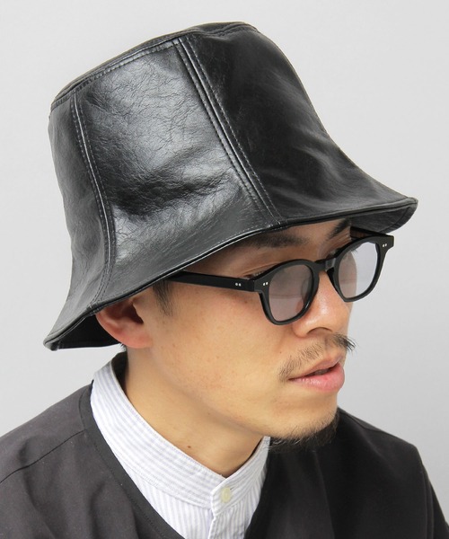 glabella（グラベラ）の「ヴィンテージレザー風 フェイクレザー チューリップハット / 深め（ハット・レディース・ブラック・FREE）」の11枚目の写真