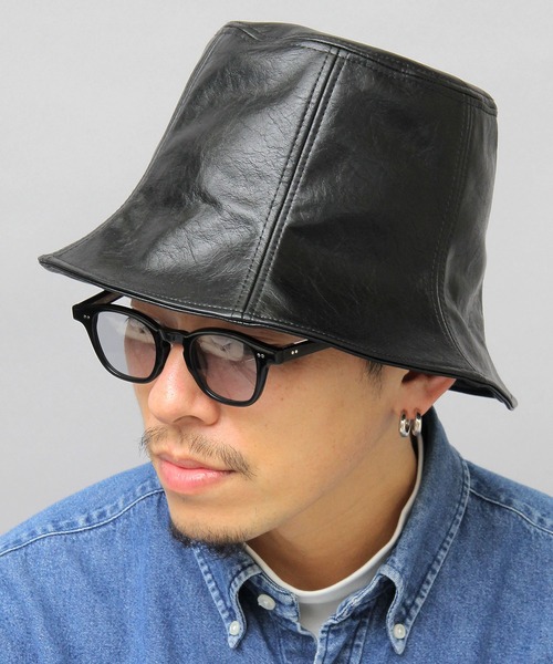 glabella（グラベラ）の「ヴィンテージレザー風 フェイクレザー チューリップハット / 深め（ハット・レディース・ブラック・FREE）」の12枚目の写真