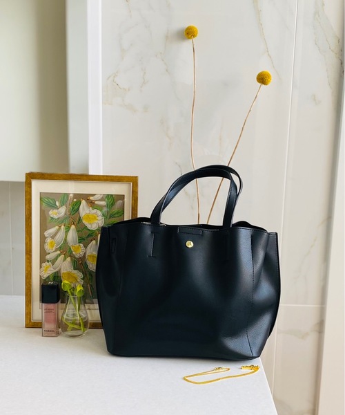 Legato Largo(レガートラルゴ)の「Legato Largo/ レガートラルゴ / 軽量PU 2WAY トートバッグ ハンドバッグ LH-P0002(トートバッグ・レディース・ブラック/アイボリー/ライトグリーン/ワインレッド/ベージュ系その他/キャメル/ダークブラウン/ベージュ/グリーン・ONESIZE)」の17枚目の写真